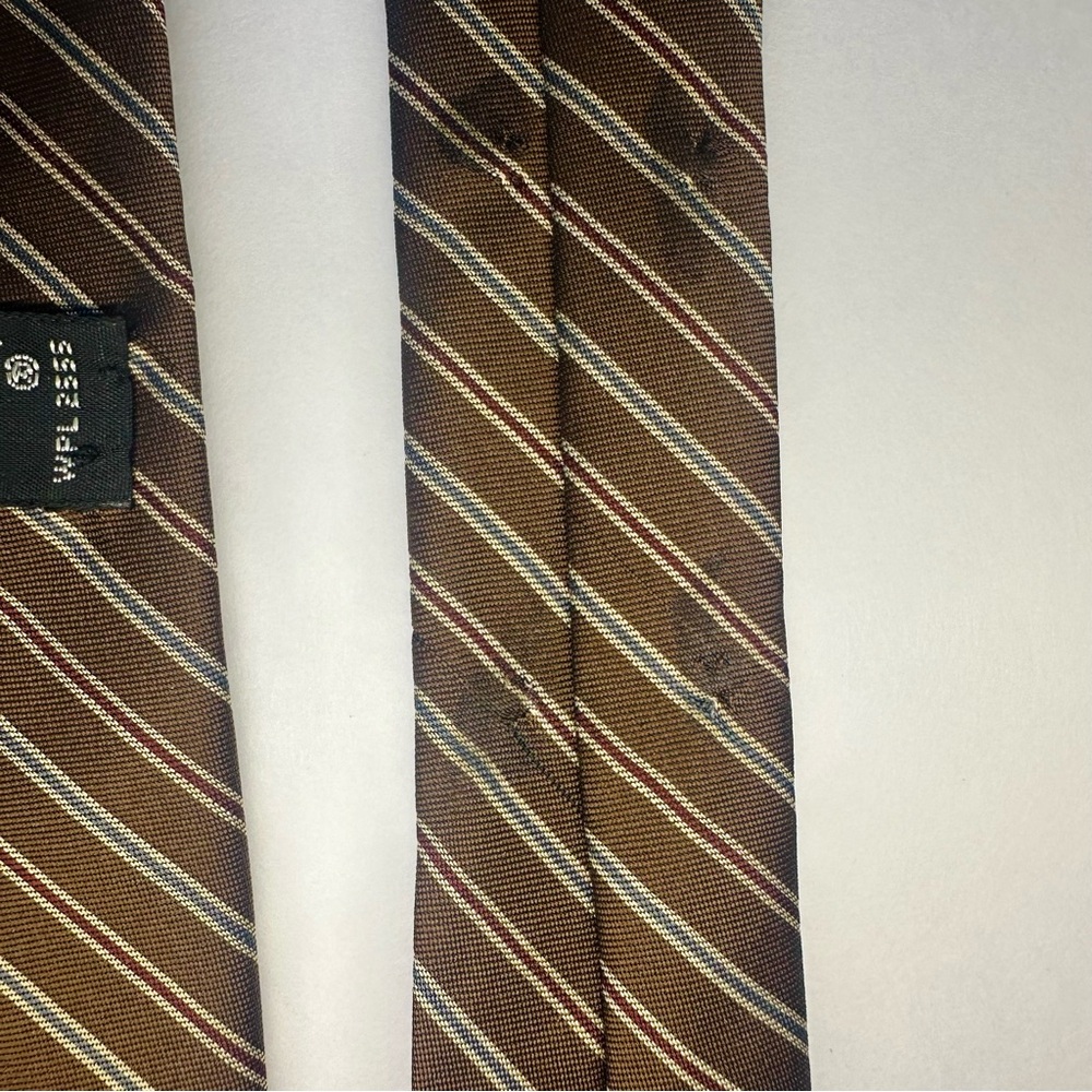 NWT x Vintage LANVIN Striped Brown Classic 95% Silk Tie, 3” - Picture 8 of 8